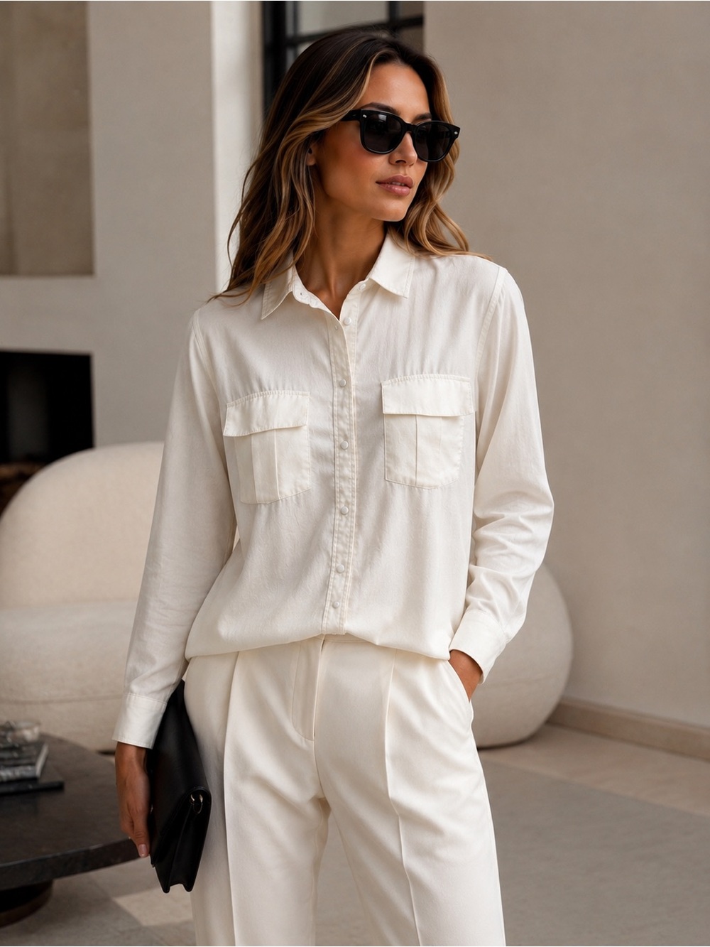 Banana Republic Women’s XL Ivory Tencel Lyocell Button Front Shirt Blouse